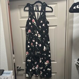 Floral Black romper/Dress /shorts high low